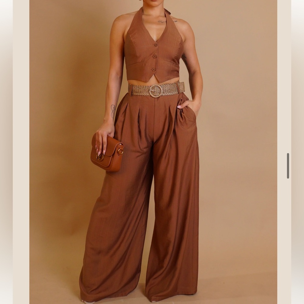 Women's Brown Two Piece Set